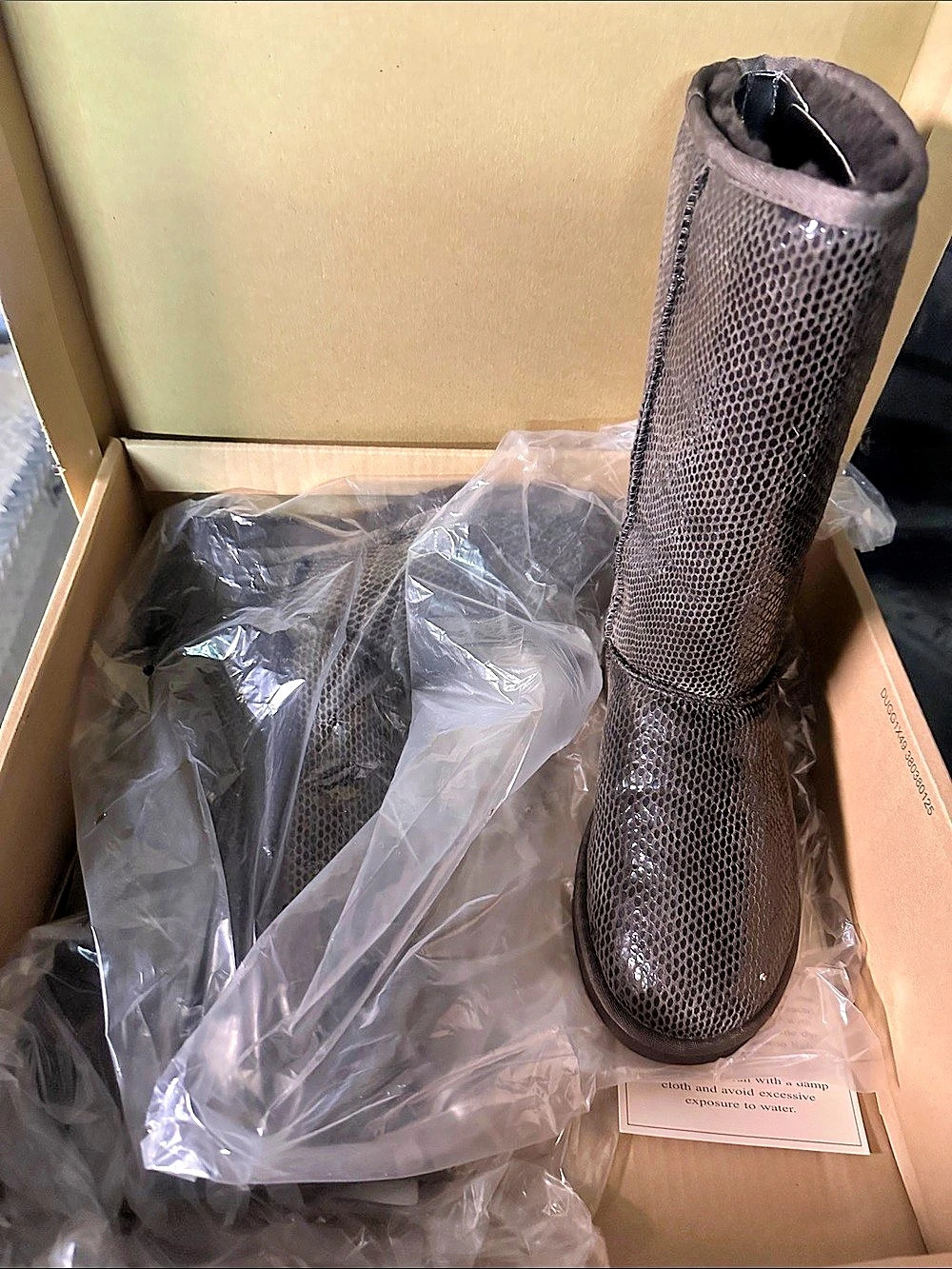 UGG Classic Tall Metallic Snake Boot Black Boots